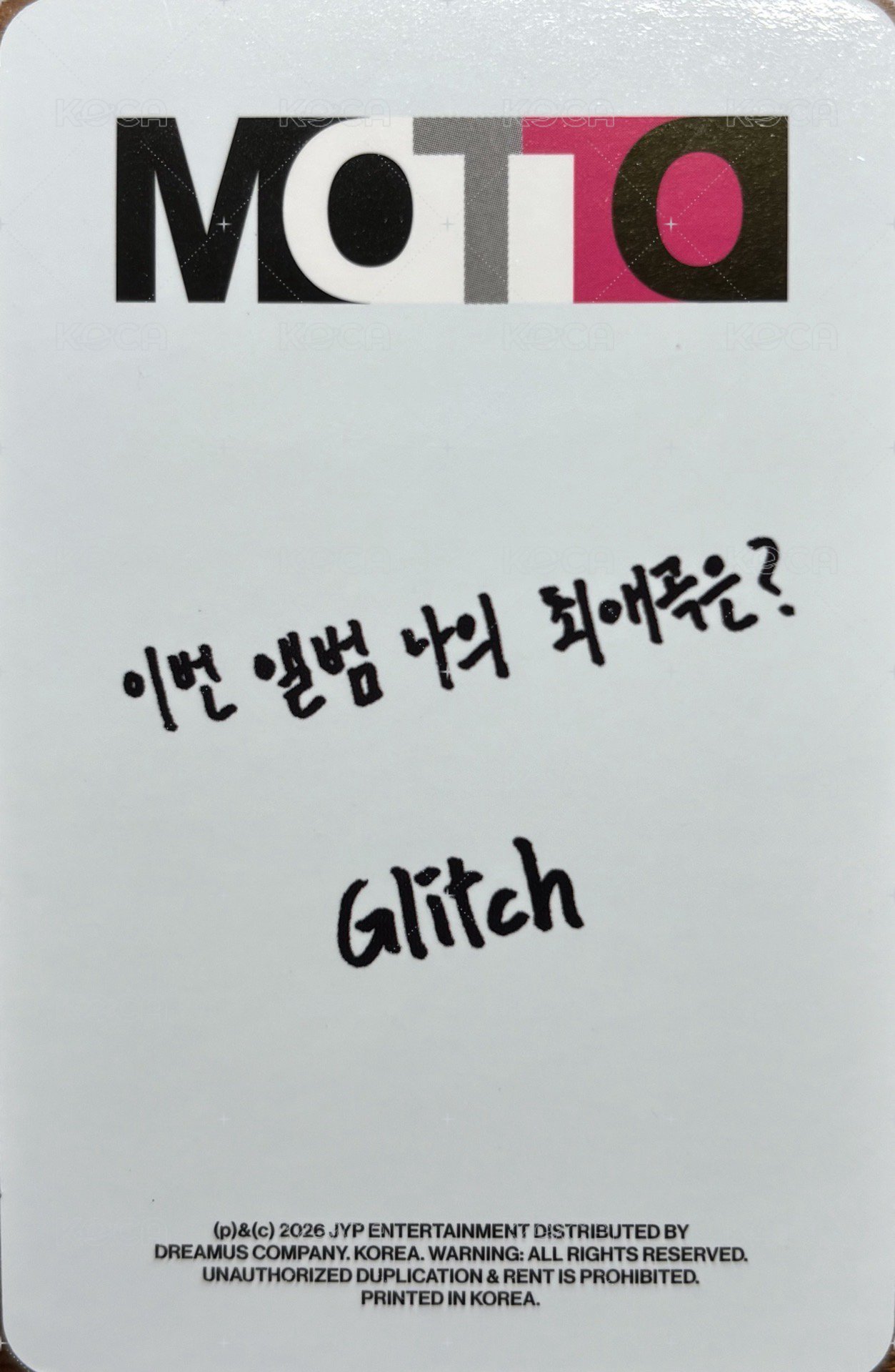 Motto 單封 專輯卡  背面