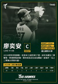台鋼雄鷹元年球員卡 - 廖奕安