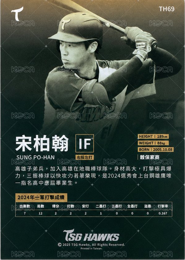 台鋼雄鷹元年球員卡 - 宋柏翰