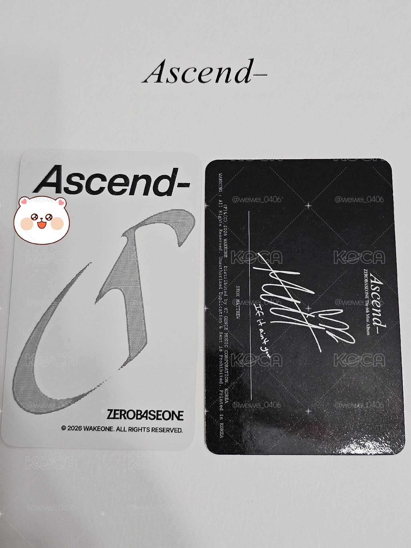 馬修 迷六 LENTICULAR KEYRING ver. 專輯卡 HEART /10ver.專卡 