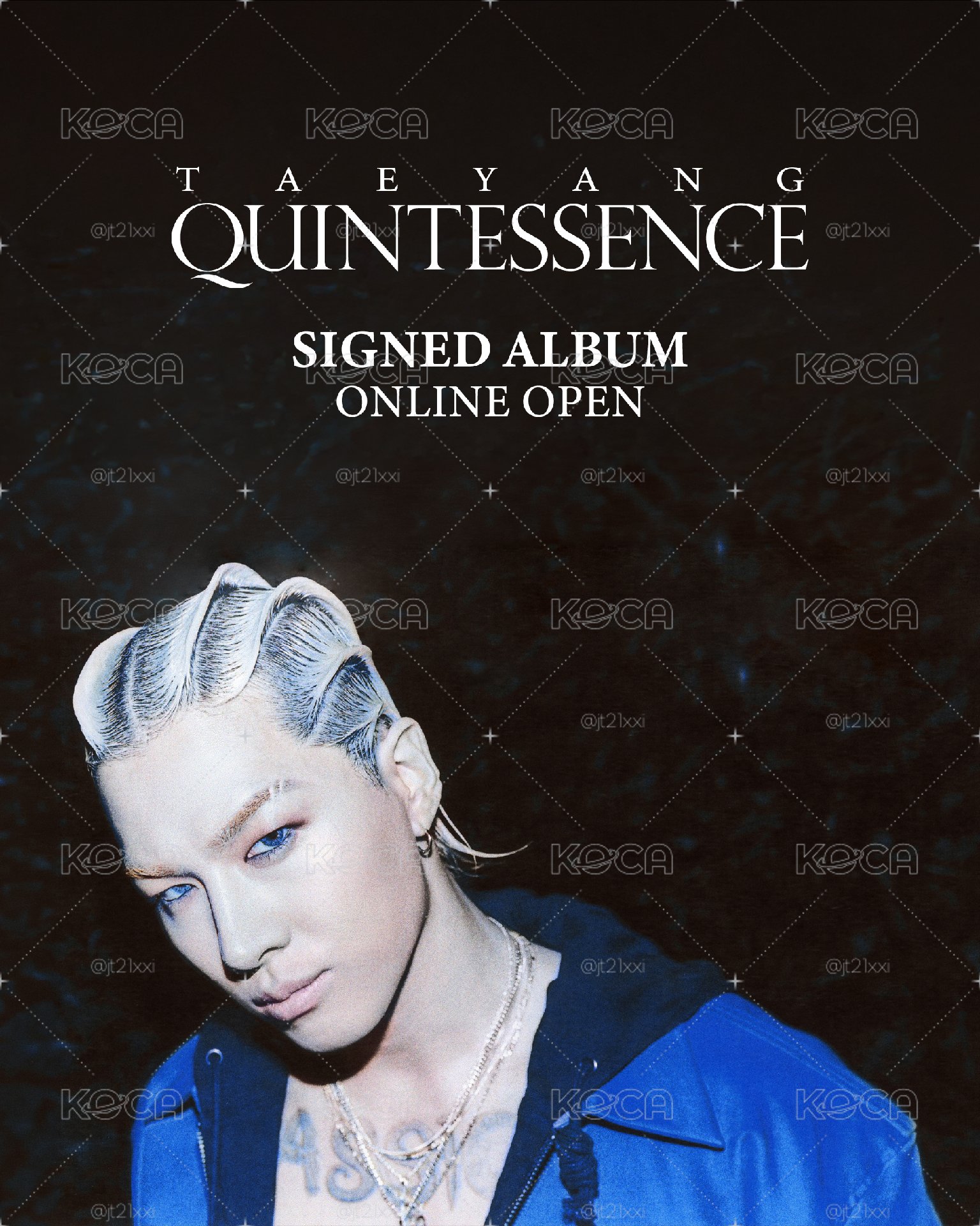 TAEYANG 太陽 (藍色版) QUINTESSENCE 親簽 簽專 (簽在摺疊海報裡面) BIGBANG 