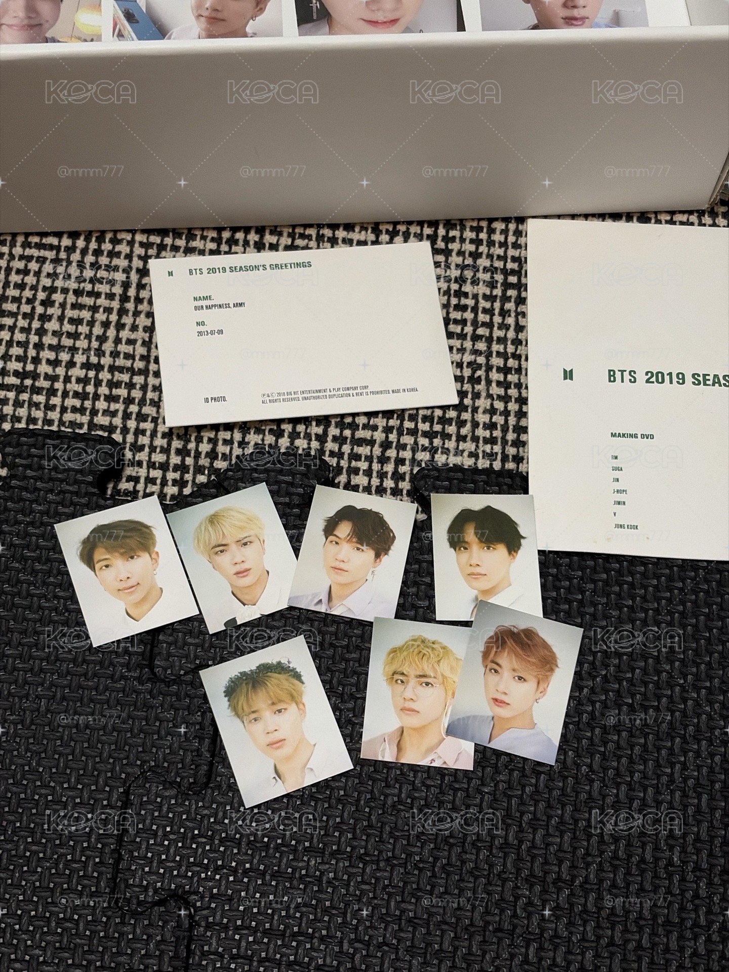 BTS 防彈少年團 2019 SG年曆（非整組）寶寶卡錫