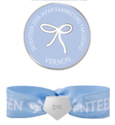 Seventeen DK 藍色緞帶手環 + Vernon 蝴蝶結徽章 合售 日本飯咪週邊 