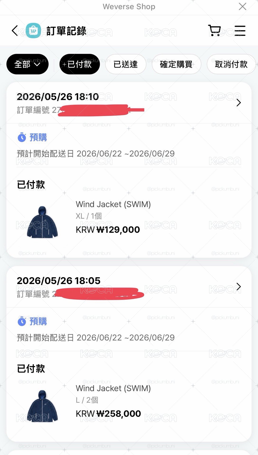 ARIRANG SWIM棒球帽 一販 外套 二販