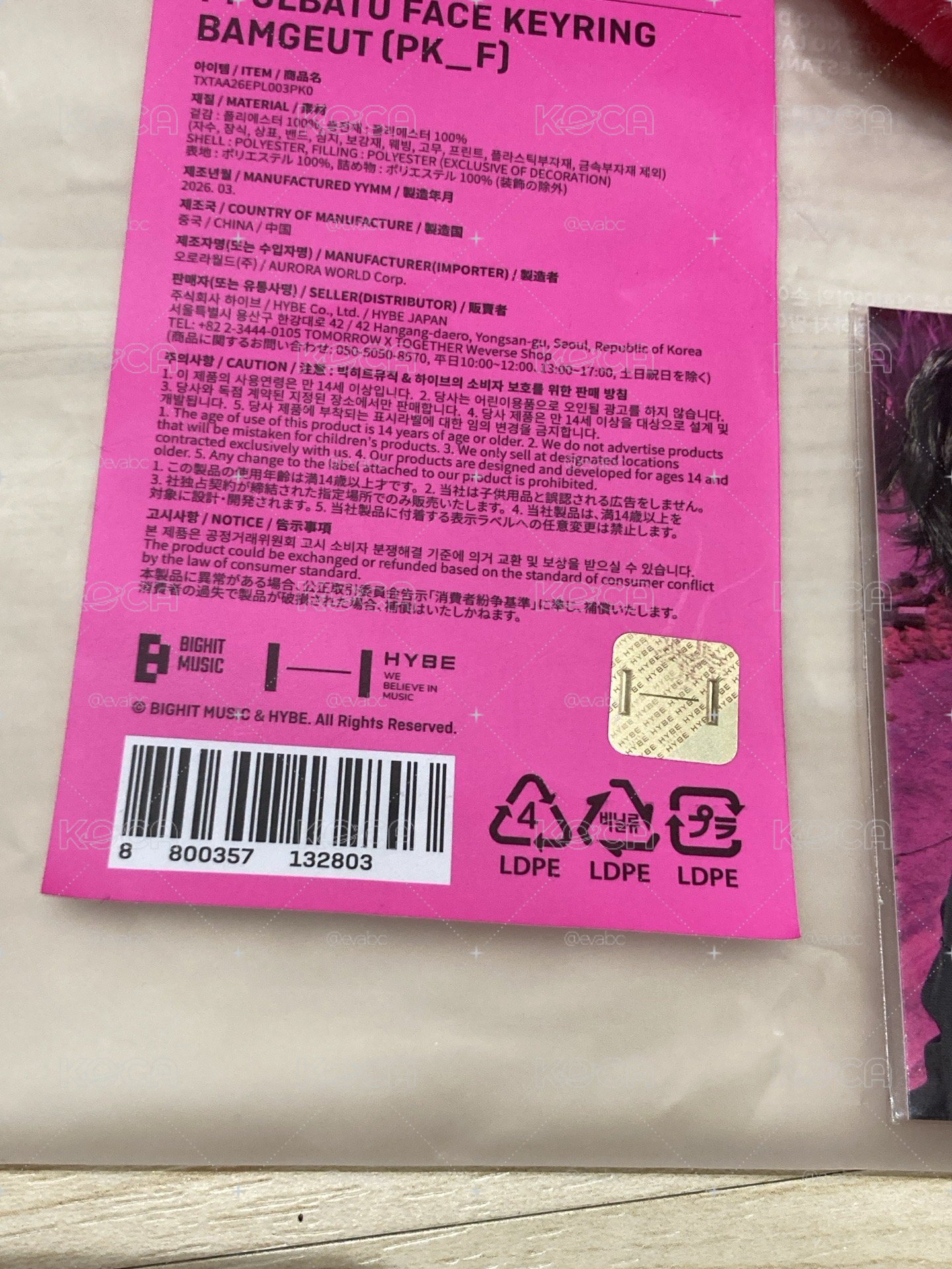 TXT [7TH YEAR: Thorns] 角巴兔 PPULBATU Face Keyring 栗嘻 大頭 鑰匙圈