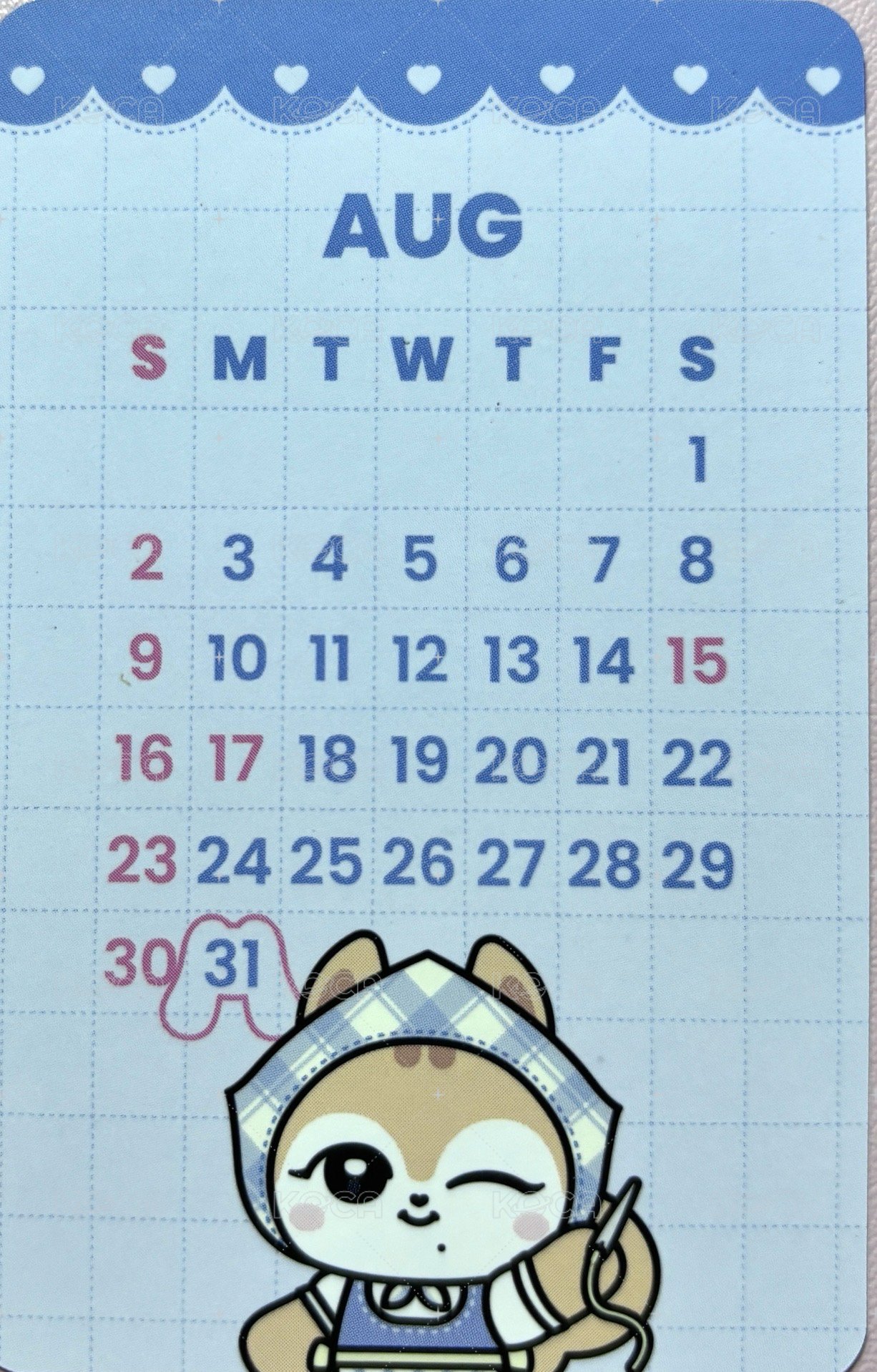 MINIVE '2026 SEASON'S GREETINGS'  專輯卡 月曆雙面卡 背面
