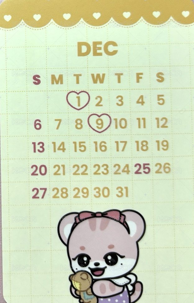 MINIVE '2026 SEASON'S GREETINGS'  專輯卡 月曆雙面卡 背面