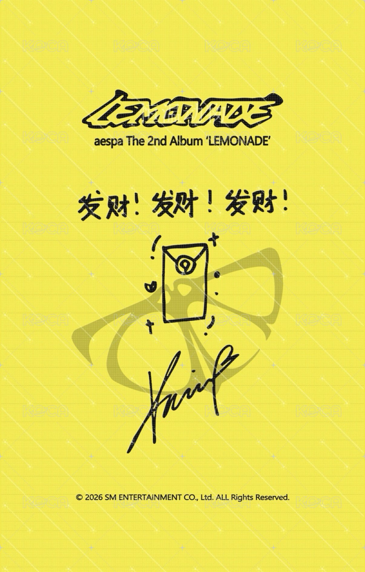 LEMONADE QQ音樂 線下限定 特典卡  背面