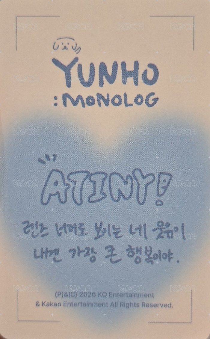 [YUNHO] : MONOLOG 周邊卡  背面