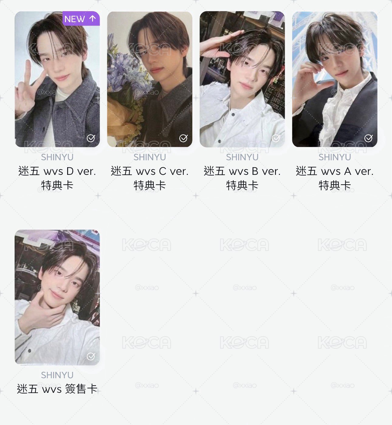wvsA/B/C/D+簽售申$750/5（含卡套*1）