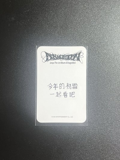 1元起標 aespa 正規一 世界末日sr星河abcd特典小卡 中文卡背 “今年的初雪一起看吧” 冬