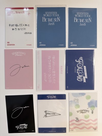 (現貨 整圖9張一起 一日寄出）seventeen Joshua 日巡 隨機卡盤