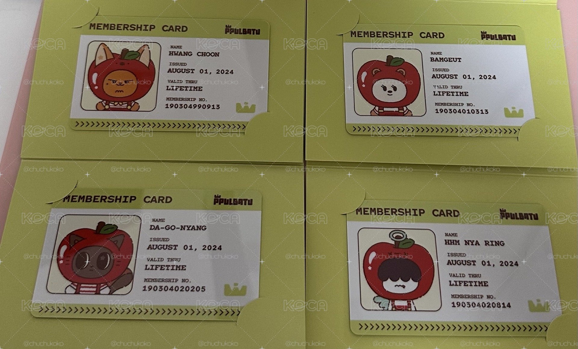 TXT角巴兔蘋果快閃店 黃春ID卡 嘻嘻ID卡 松喵ID卡 哼阿寧ID卡