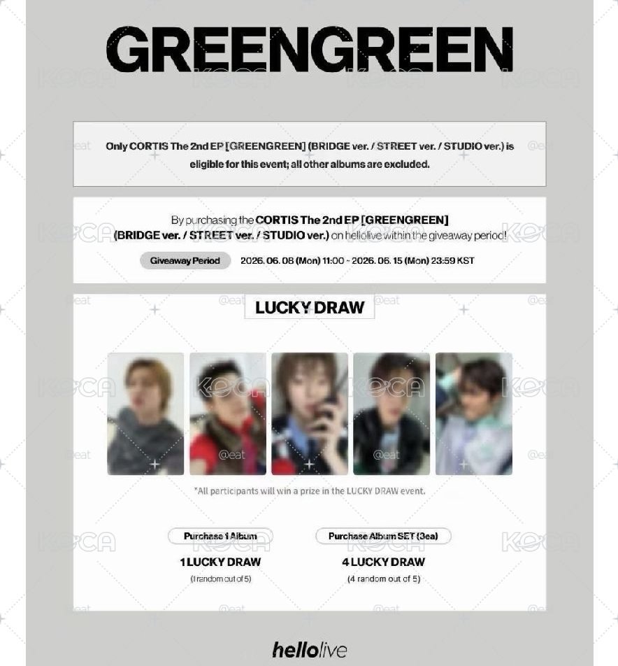 JAMESGREENGREEN小卡】cortis hellolive 單特典- KOCA小卡周邊交易平台