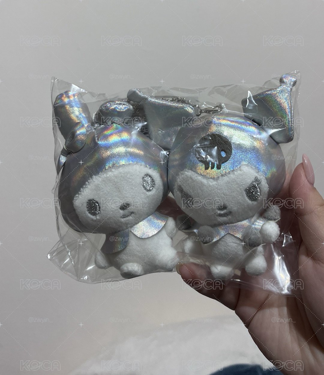 韓國限定銀色貼貼吊飾 美樂蒂+酷洛米