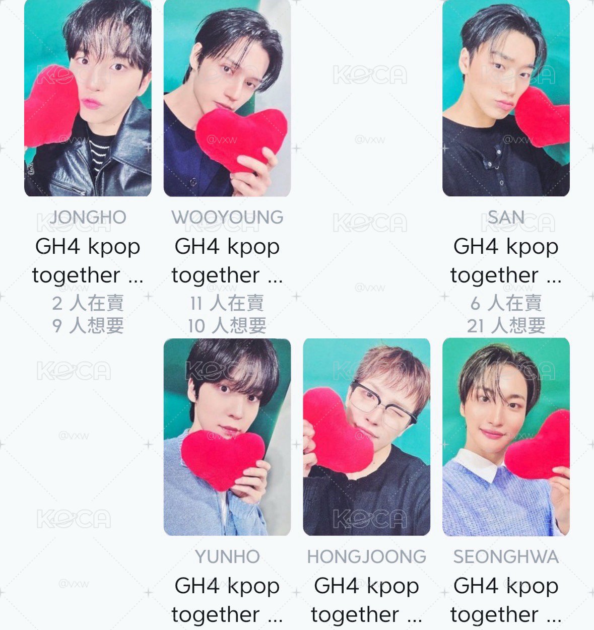 kpop together 中星潤傘榮鍾 單人卡