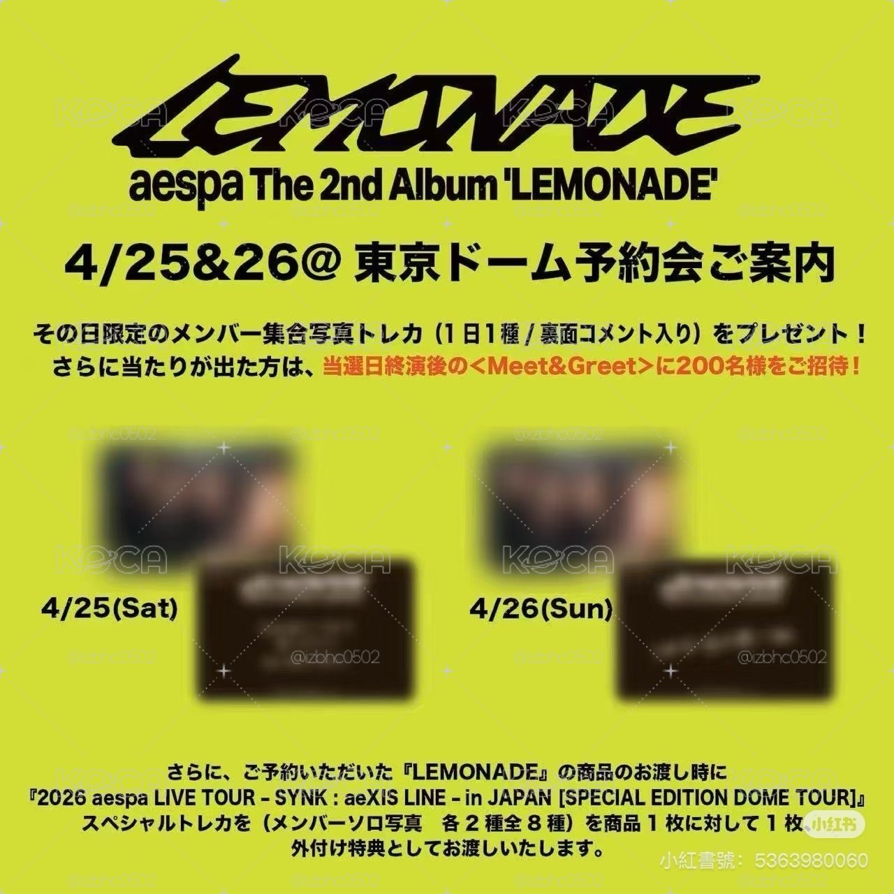 aespa LEMONADE 東蛋限定團卡