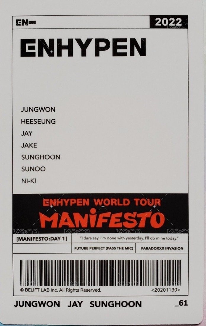 MANIFESTO世巡 隨機卡 61/72 背面