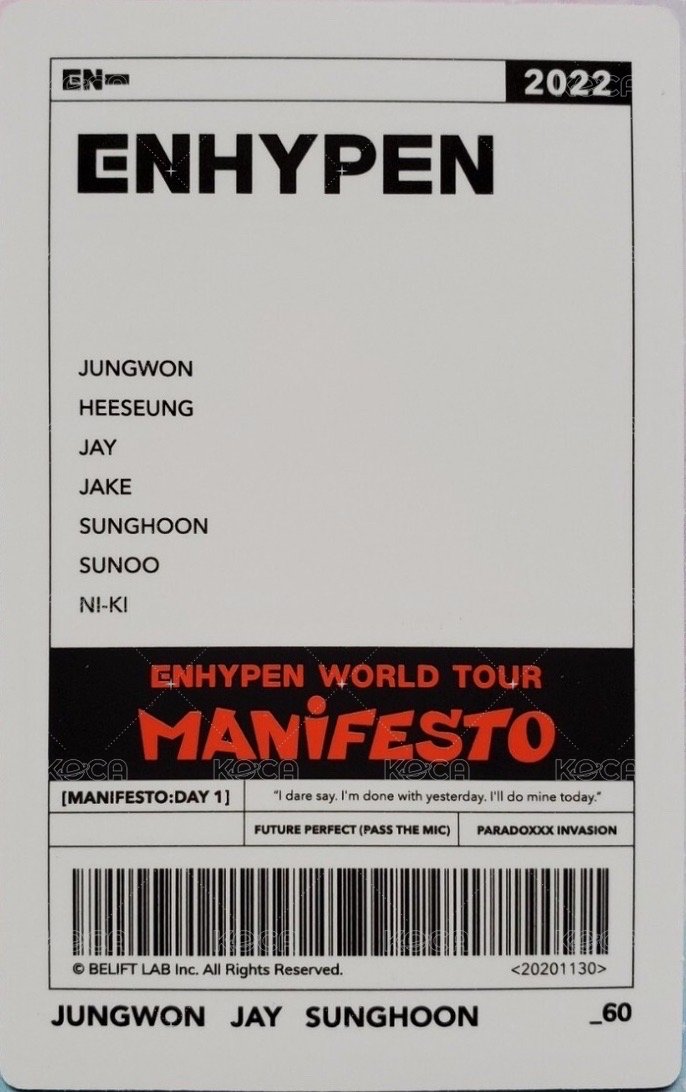 MANIFESTO世巡 隨機卡 60/72 背面
