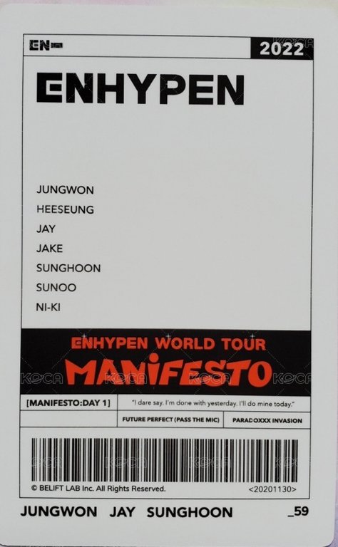 MANIFESTO世巡 隨機卡 59/72 背面