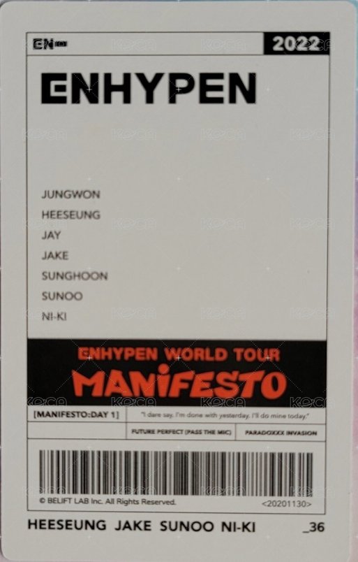 MANIFESTO世巡 隨機卡 36/72 背面