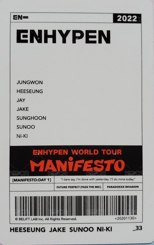 MANIFESTO世巡 隨機卡 33/72 背面
