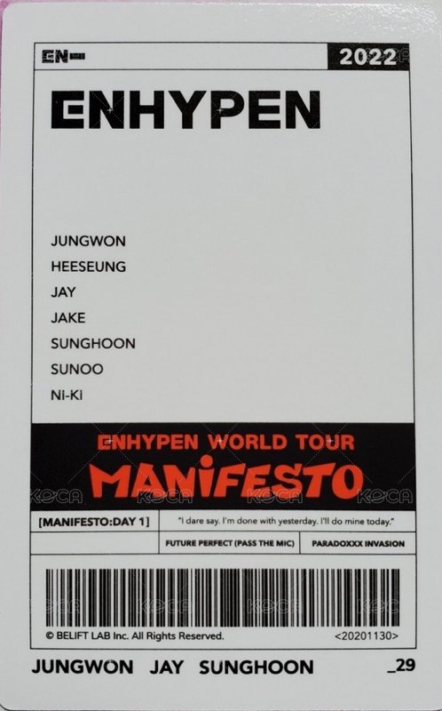 MANIFESTO世巡 隨機卡 29/72 背面
