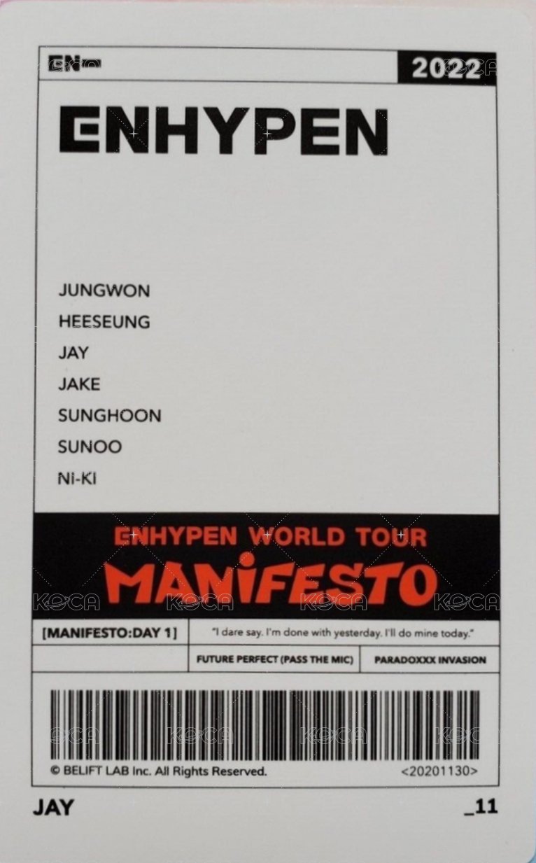 MANIFESTO世巡 隨機卡 11/72 背面
