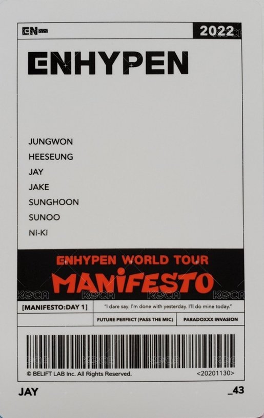 MANIFESTO世巡 隨機卡 43/72 背面