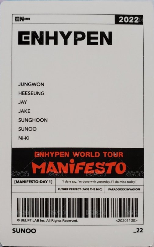 MANIFESTO世巡 隨機卡 22/72 背面