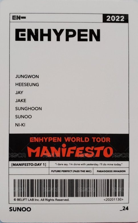 MANIFESTO世巡 隨機卡 24/72 背面