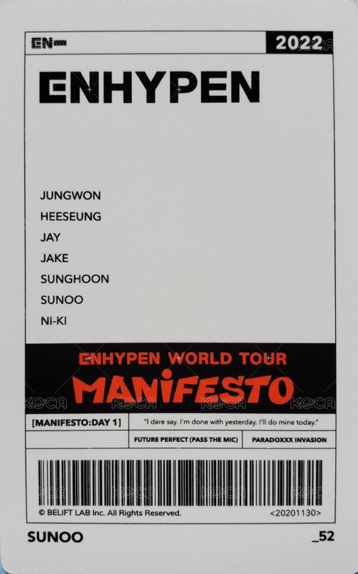 MANIFESTO世巡 隨機卡 52/72 背面