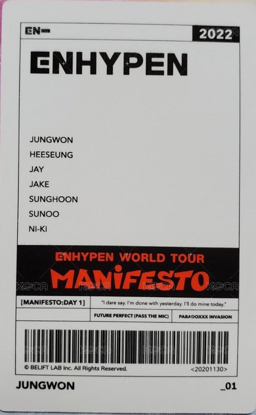 MANIFESTO世巡 隨機卡 01/72 背面