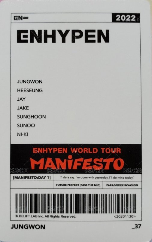 MANIFESTO世巡 隨機卡 37/72 背面