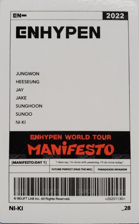 MANIFESTO世巡 隨機卡 28/72 背面