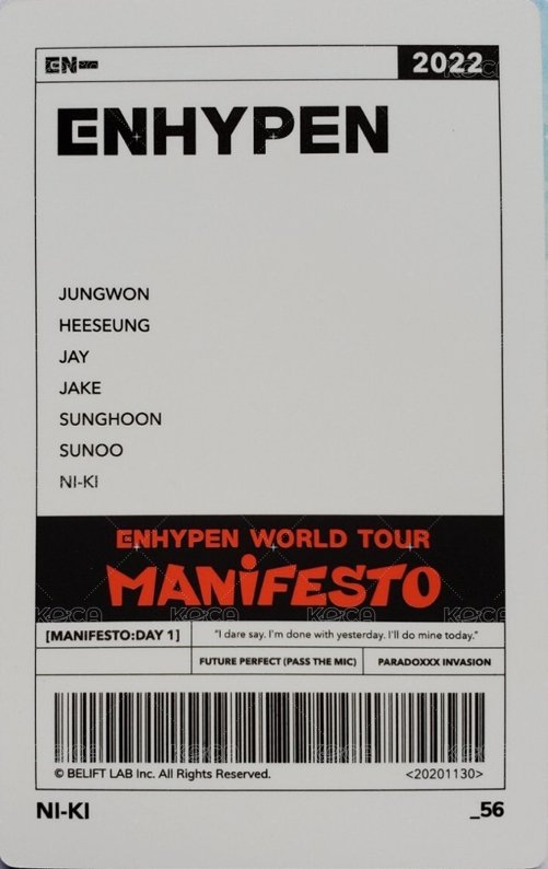 MANIFESTO世巡 隨機卡 56/72 背面