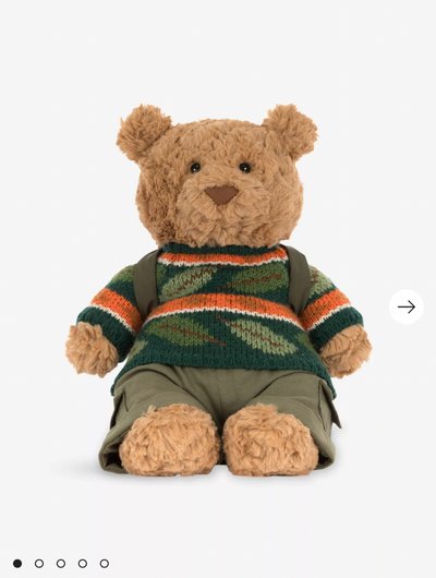 JELLYCAT Bartholomew Bear Hiking Outfit Soft Toy 26cm