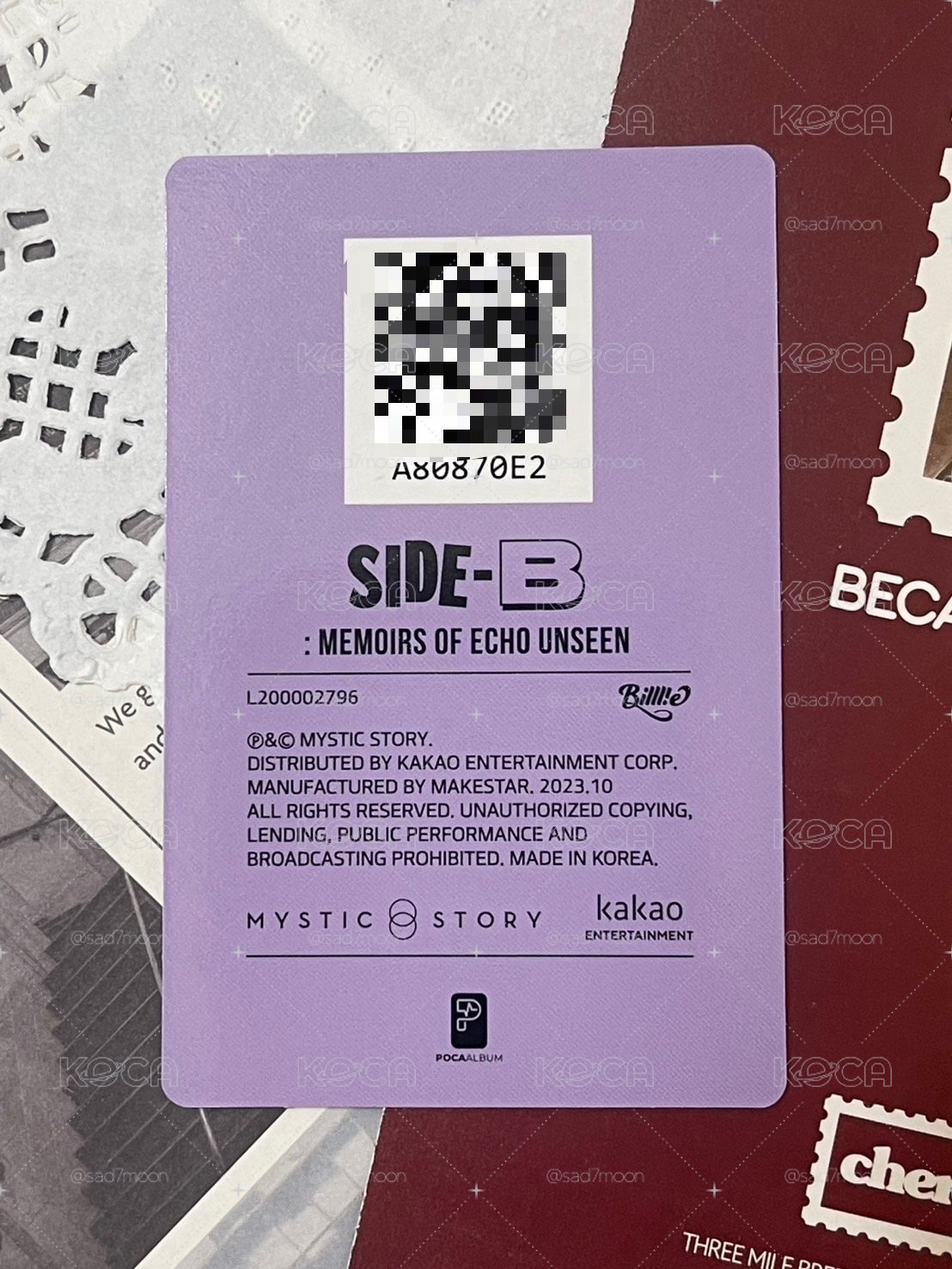 side-B violet ver. 專輯卡 QR卡 月 TSUKI