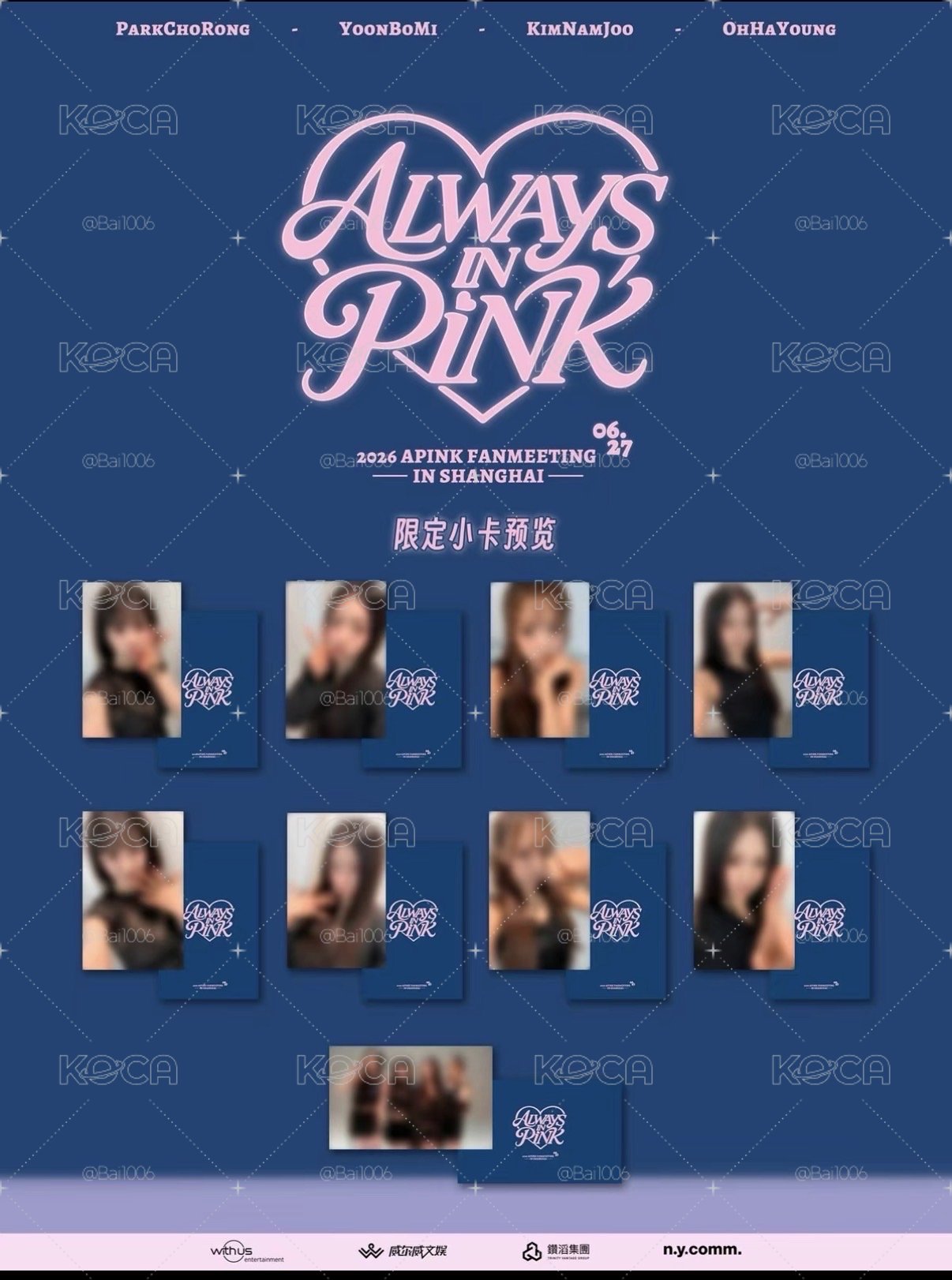 Apink上海入場卡一套9張