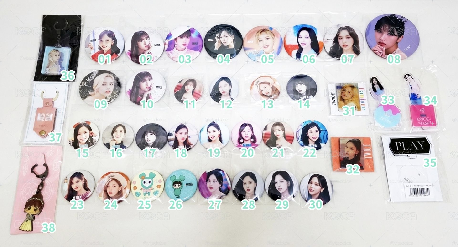 TWICE MINA SET K 名井南周邊徽章立牌吊飾K區 MISAMO 🐧 編號見圖三 💕