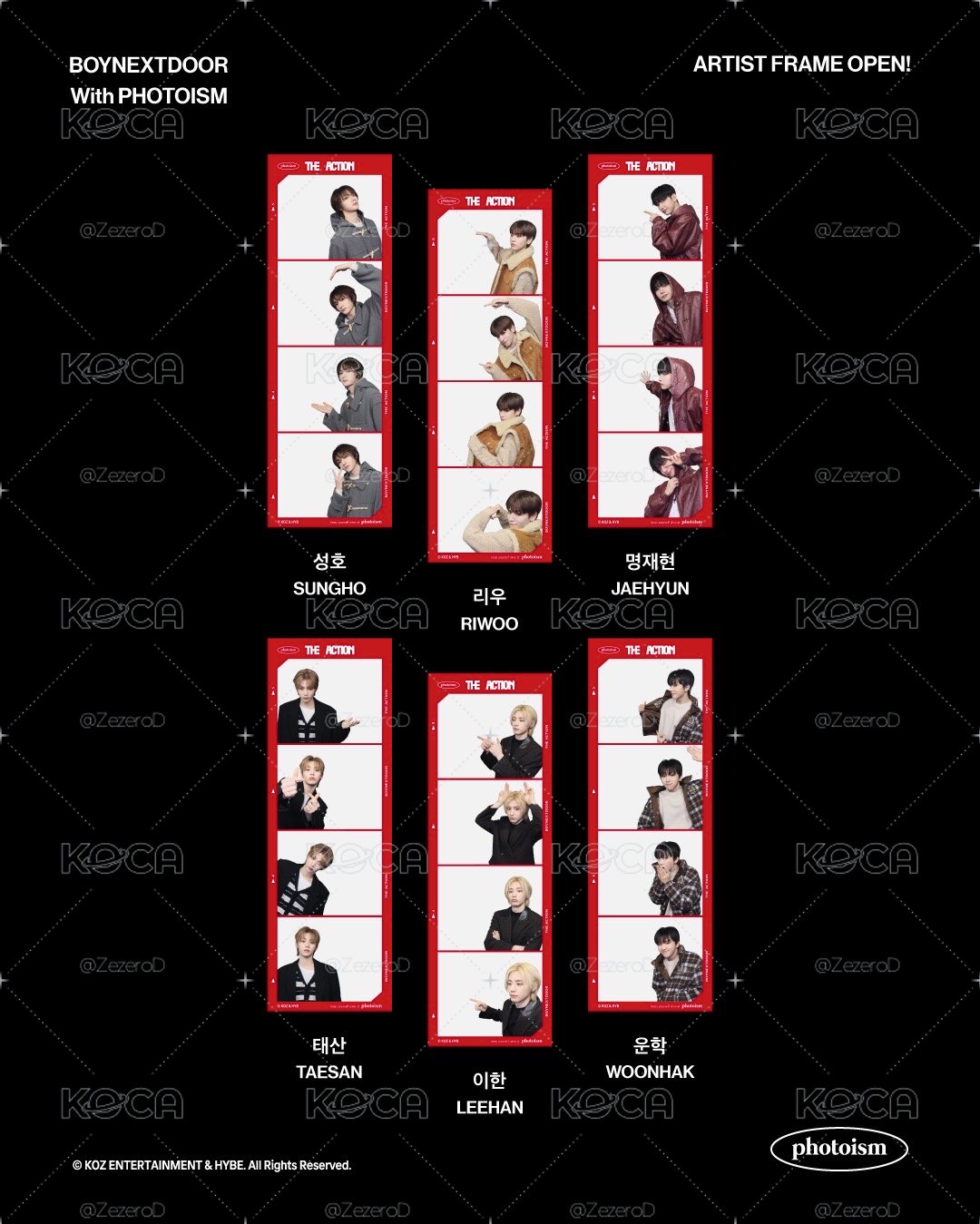 BOYNEXTDOOR The Action X photoism 人生四格卡 代印 1組兩張