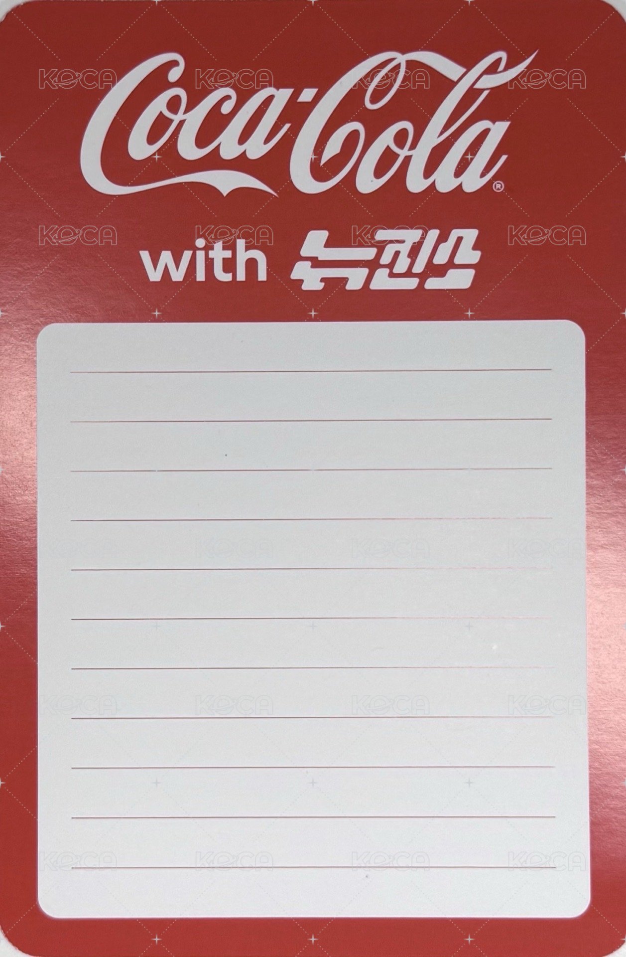 NJ x Coca-Cola ZERO 代言卡 可樂卡 背面