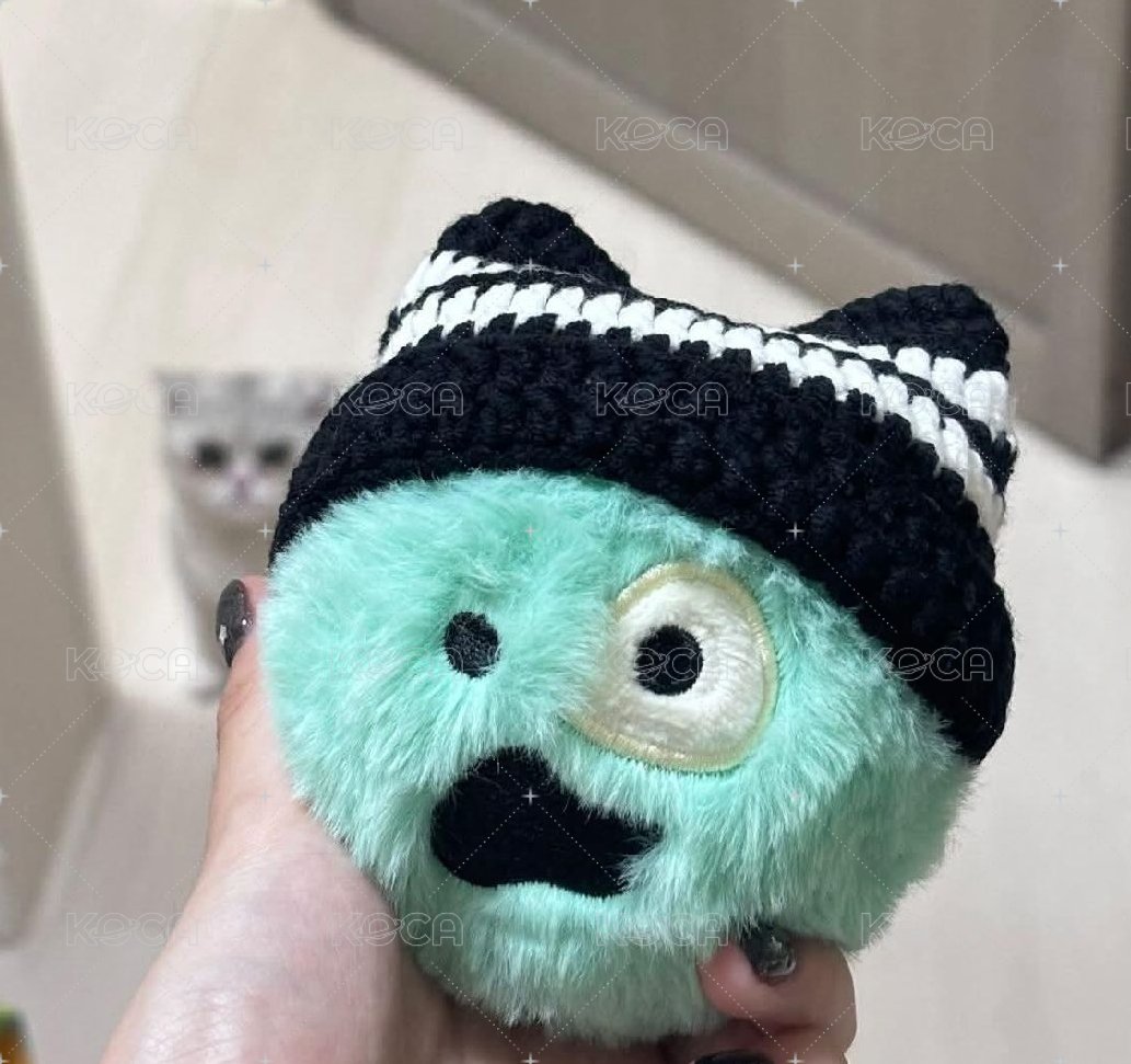 黑白貓耳帽