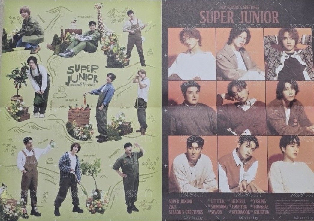 全新SUPER JUNIOR 2024年曆拆售 團體折疊海報＋手寫貼紙 SEASON’S GREETINGS