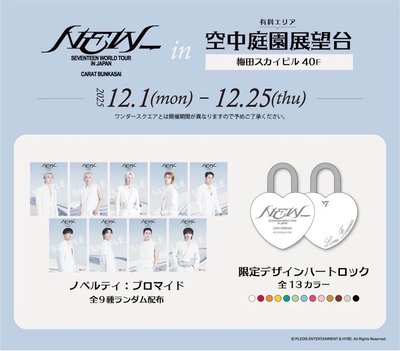 期間限定商品💎SEVENTEEN New巡演 日本大阪空中庭園 淡粉色💗愛心鎖+入場特典+下單再送一張克拉島紙花