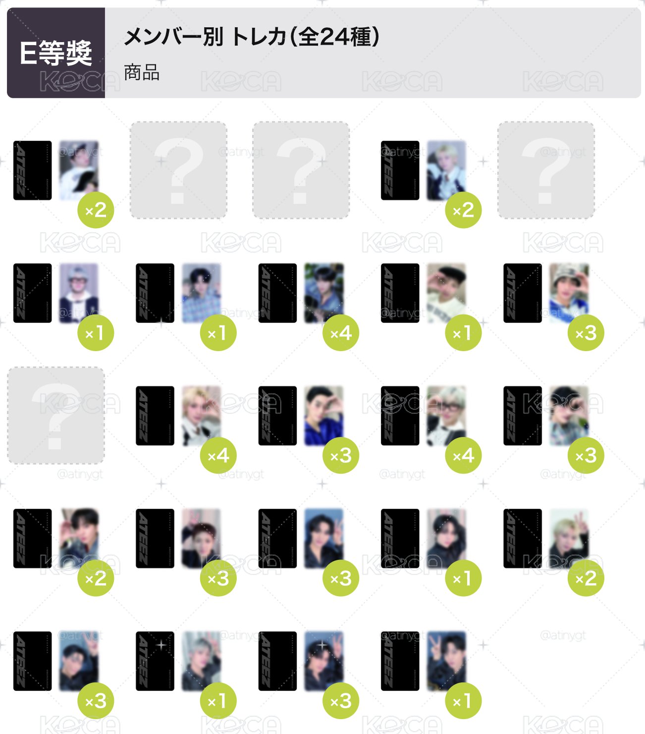 （非現）ATEEZ 日本會員一番賞 小卡 貼紙