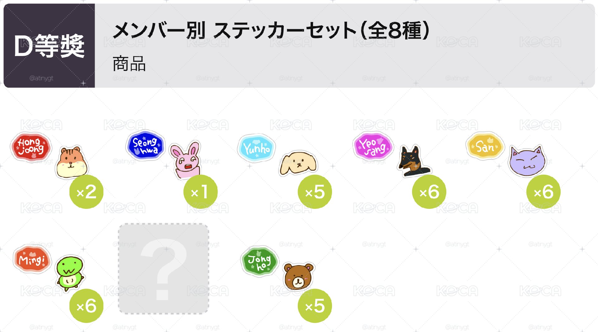 （非現）ATEEZ 日本會員一番賞 小卡 貼紙