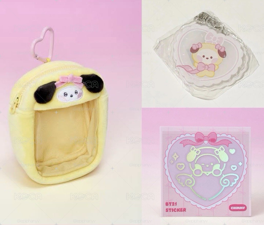 CHIMMY / BT21 RIBBONED YOU 娃包+米棒貼紙+日本限定壓克力吊飾