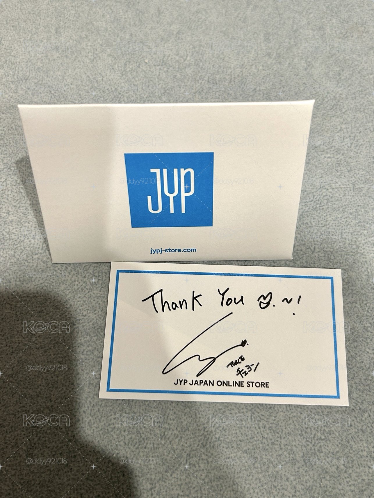 彩瑛 JYP商店滿額感謝卡
