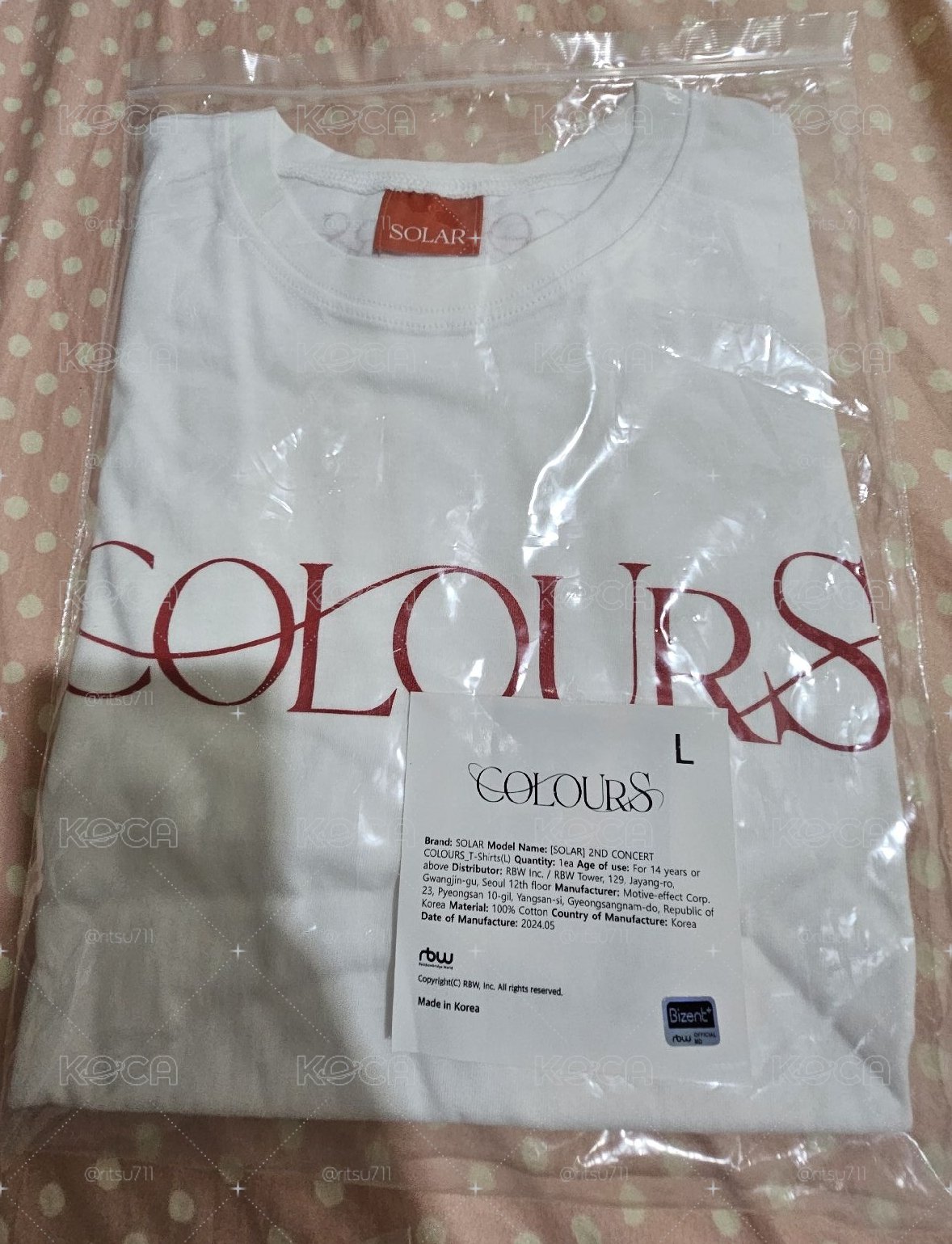 SOLAR 頌樂 金容仙 COLOURS T恤 含小卡